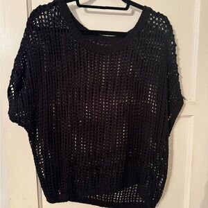 Chic Black Open-Knit Sweater